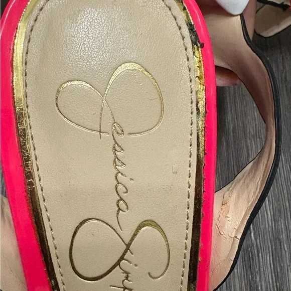 Jessica Simpson Pink Scallop Heels | Size 7M / 37 | Strappy Open Toe - Picture 4 of 12